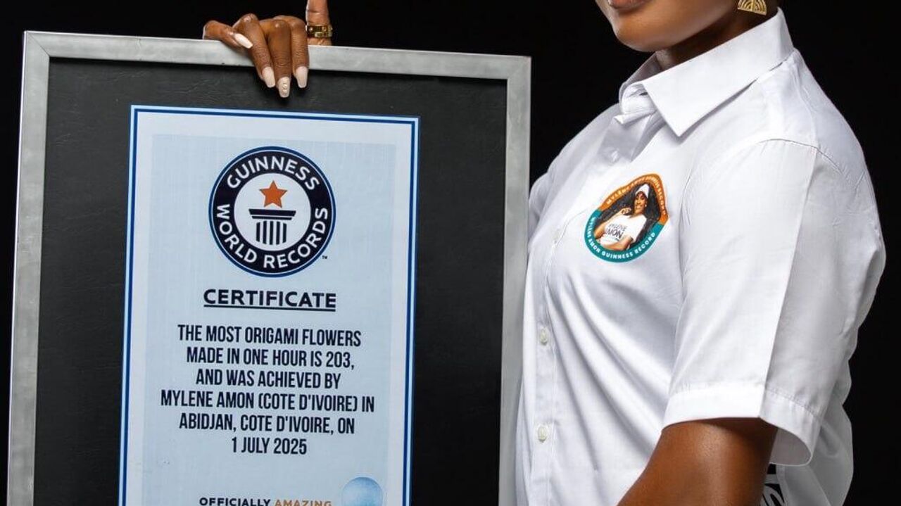 Ivory Coast: Mylène Amon sets Guinness World Record with 203 origami flowers in one hour